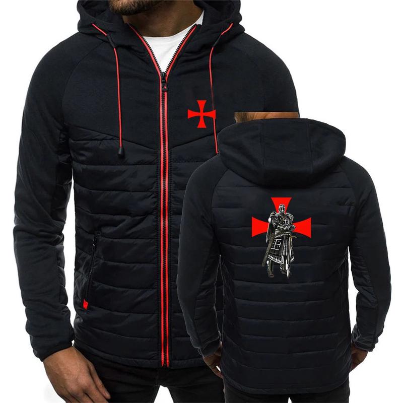 Knights Templar Hoodie - Black With Red Zipper & Templar Cross