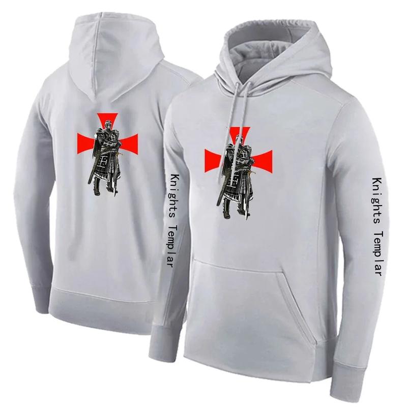 Knights Templar Hoodie - Gray Polyester Material