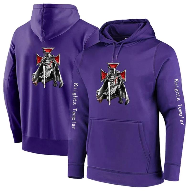 Knights Templar Hoodie - Purple Oversized Polyester