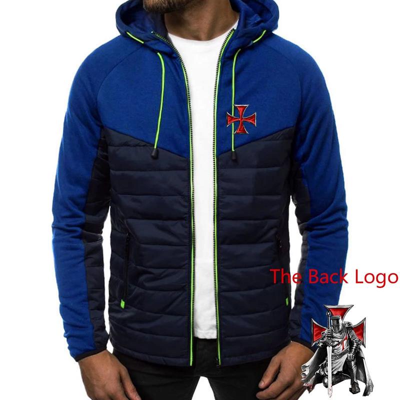 Knights Templar Hoodie - Black & Blue With Neon Zipper