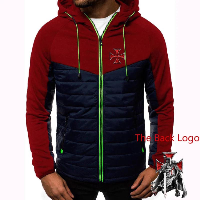 Knights Templar Hoodie - Red & Blue Navy With Zipper and Templar Cross