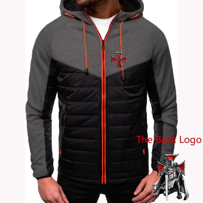 Knights Templar Hoodie - Gray & Black With Red Templar Cross