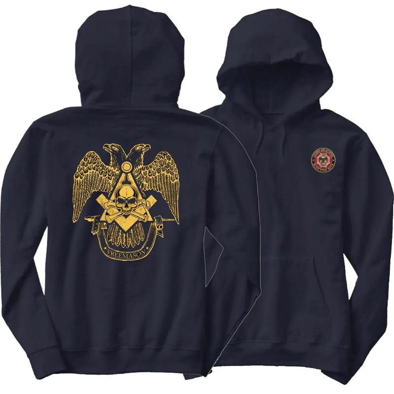 Scottish Rite Hoodie - 100% Cotton Double-headed Eagle With Skull & Bones