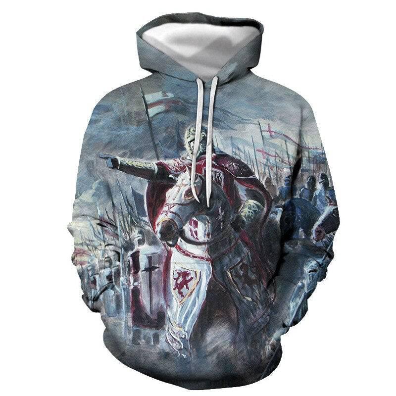 Knights Templar Hoodie - Blue & Red