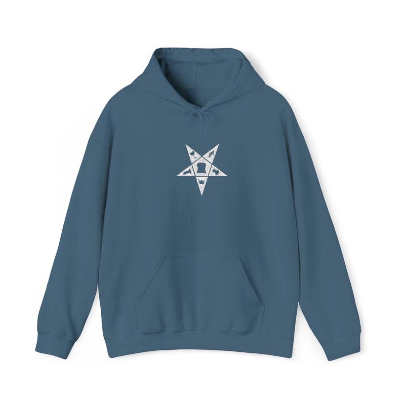 OES Hoodie - Soft Cotton Poly Blend White Star Stitch