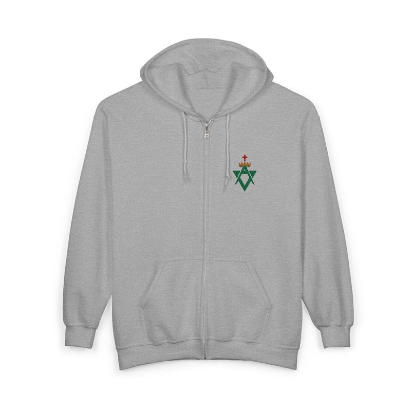 Allied Masonic Degrees Hoodie - Zip Up Jacket with AMD Emblem Embroidery