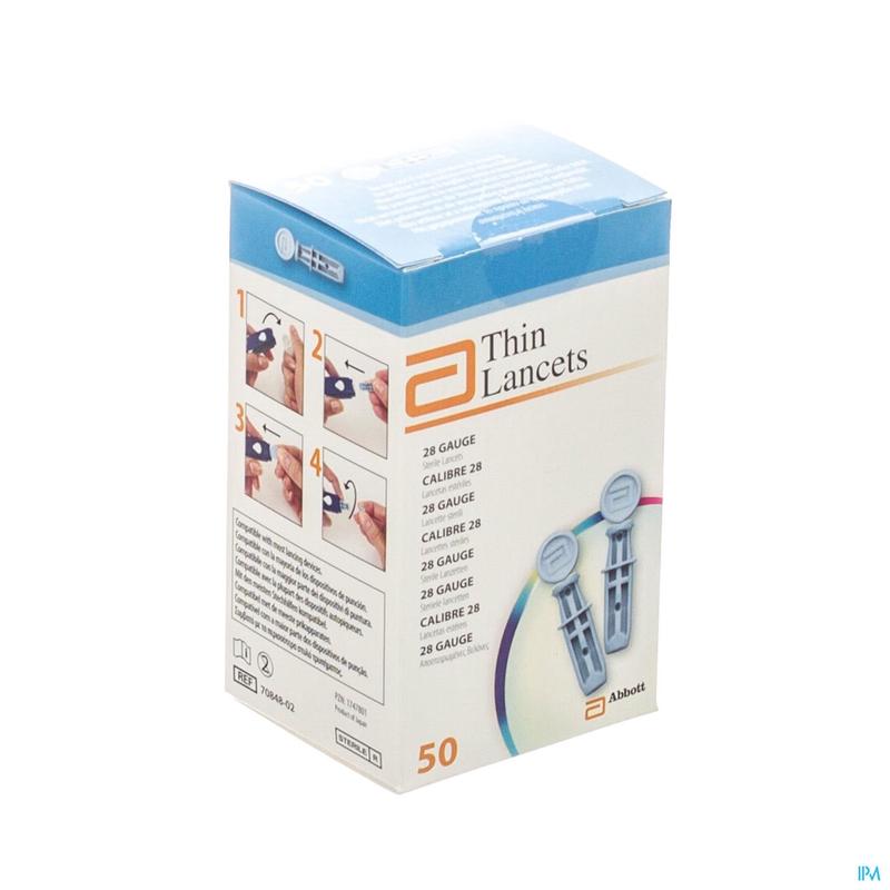 ABBOTT THIN LANCETTES CALIBRE 28G A 50